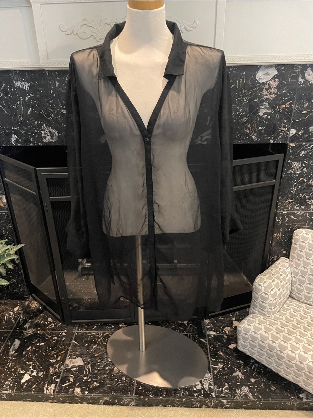White Stag Sheer Black Swim Cover-Up Shirt